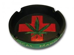 Portacenere in ceramica raffigurante foglia cannabis 15cm